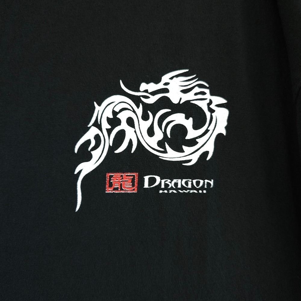 Vintage Hawaii Shirt Mens 2XL Black White Dragon Graphic Crew Neck Y2K Pro Club - Picture 9 of 13